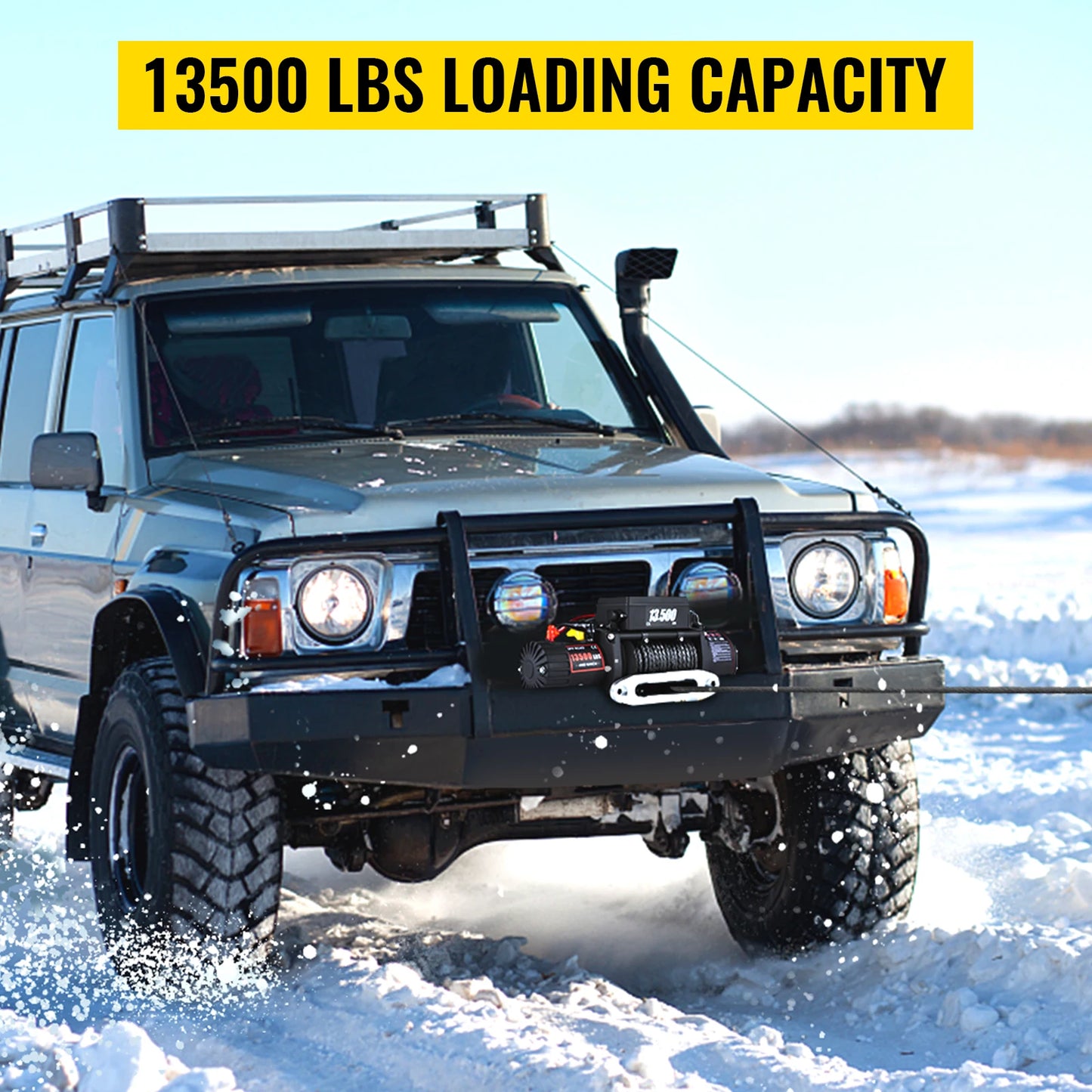 Treuil électrique FLJ Offroad 13500 LBS (6124kg) avec corde synthétique et télécommande sans fils